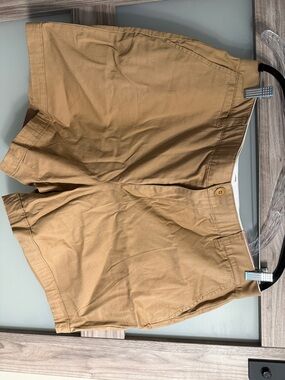 Lane Bryant Tan Flat-Front Casual Shorts